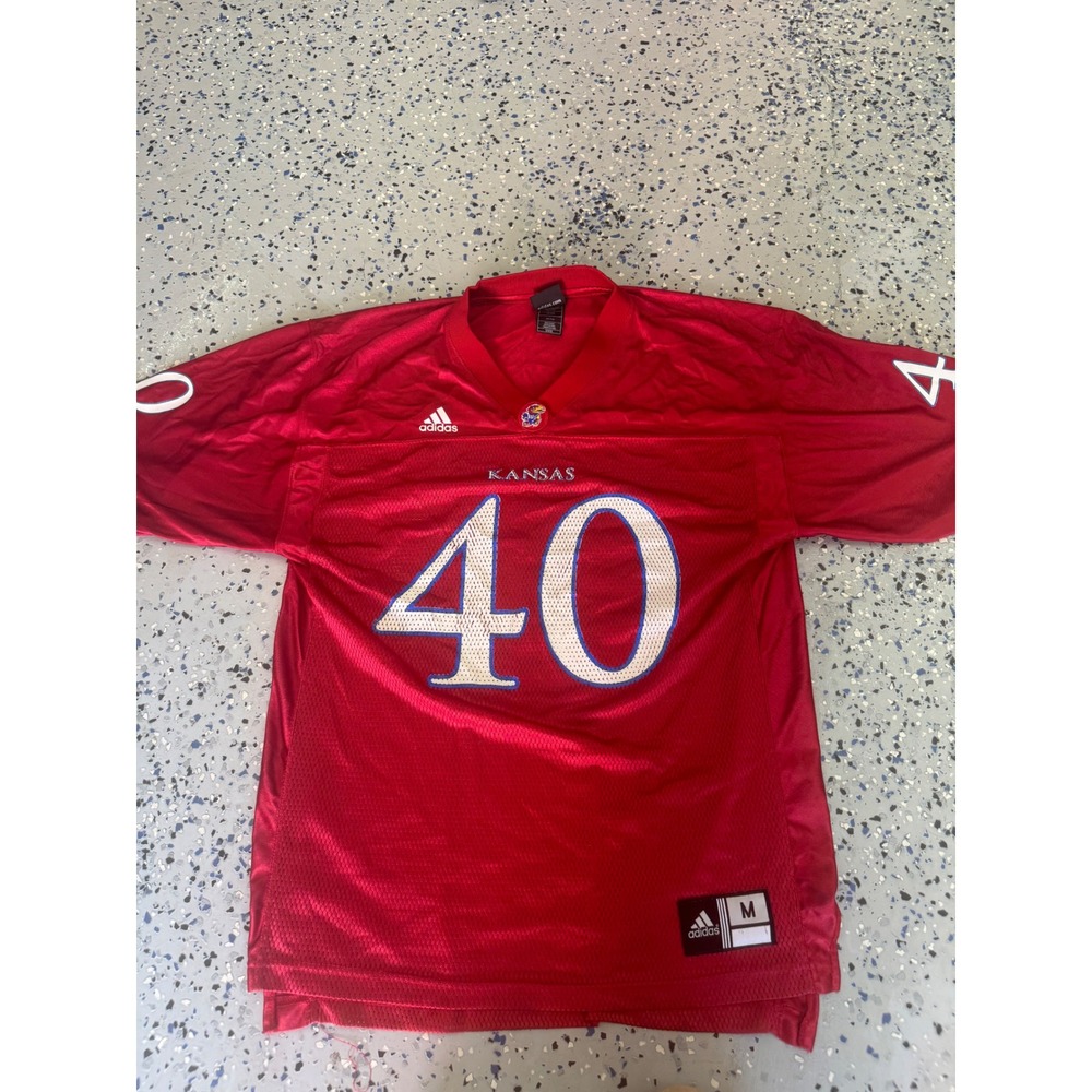 Kansas Jayhawks Adidas Football Jersey #40 Red‎ Athletic NCAA Mens Medium M